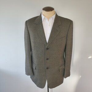 VALENTINO MENS BLAZER SPORT JACKET 41R GOLD AND BLACK %100 wool open pockets